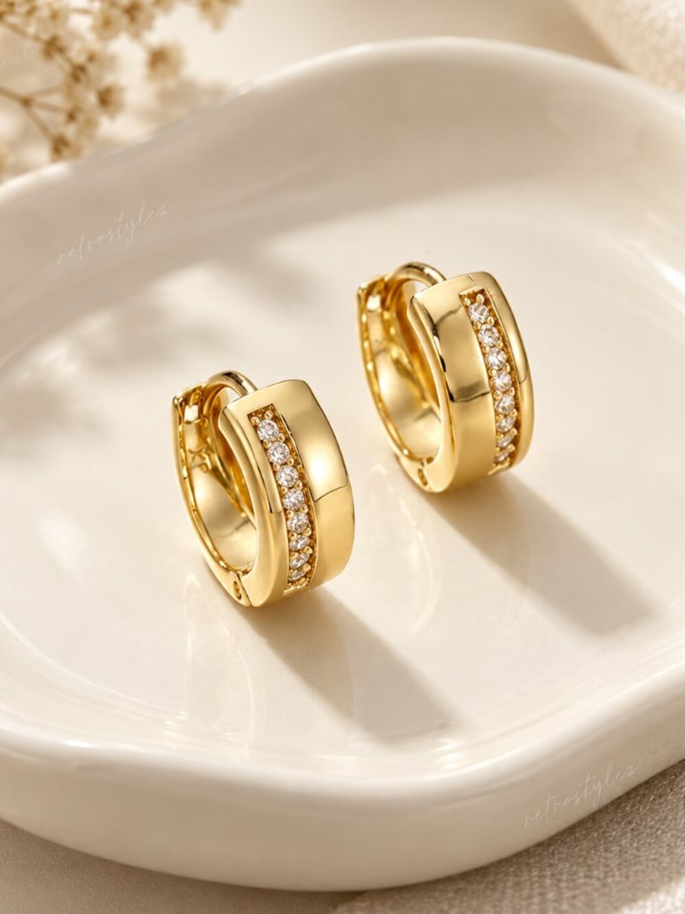 18K Gold Small 2ct Diamond Hoop Womens Earrings Ladies New 18 K Silver Jewelry